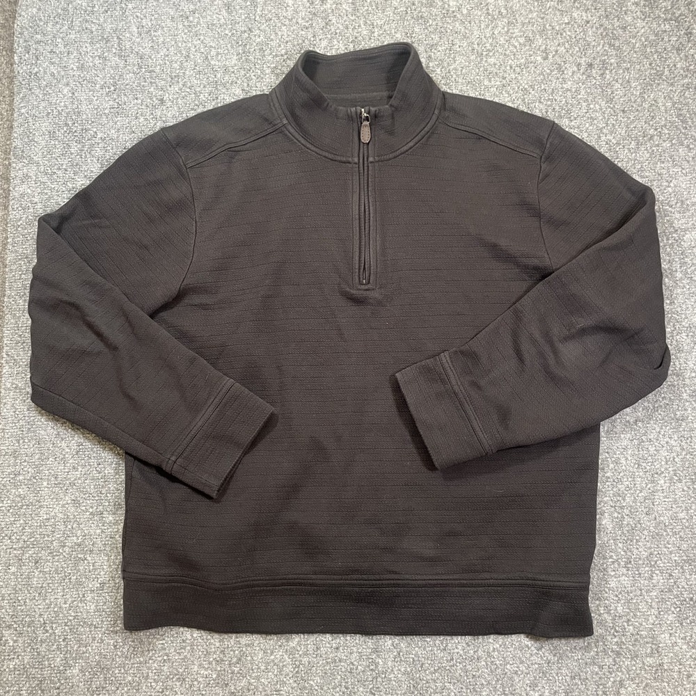 Tommy Bahama 1/4 Zip Men's Size Large Black Pullover Sweatshirt Golf Fishing